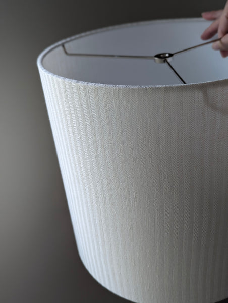 White Herringbone Lamp Shade - 12 in. D x 12 in. H