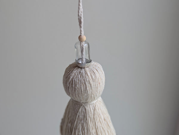 Handmade Door Knob Tassel with Silver and Wooden Accents #186