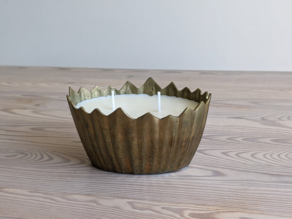Vintage Brass Leaf Candle