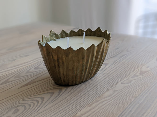 Vintage Brass Leaf Candle