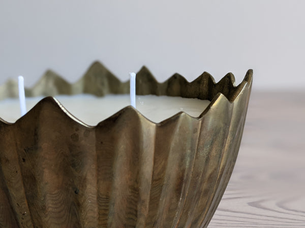 Vintage Brass Leaf Candle