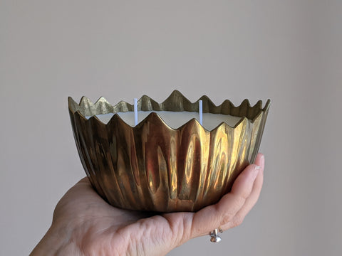 Vintage Brass Leaf Candle