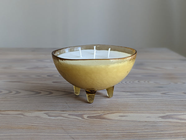 Small Yellow Vintage Murano Glass Candle
