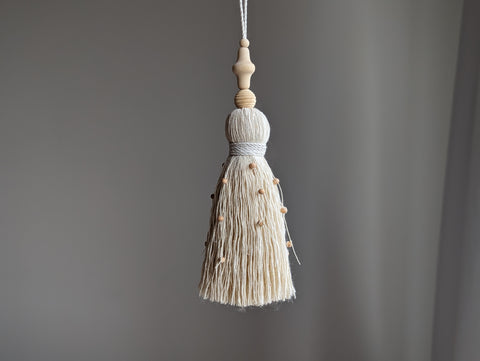 Natural Cotton Tassel with Fairy Beads #105