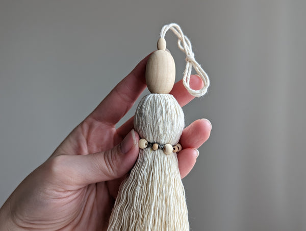 Natural Cotton Tassel with Oval Bubble Beads #102