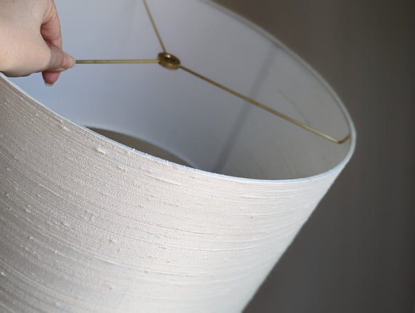 Handmade Lamp Shade in Ivory Dupioni Silk