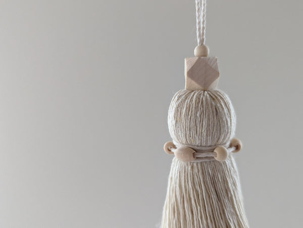 Natural Cotton Tassel with Wooden Beads #110