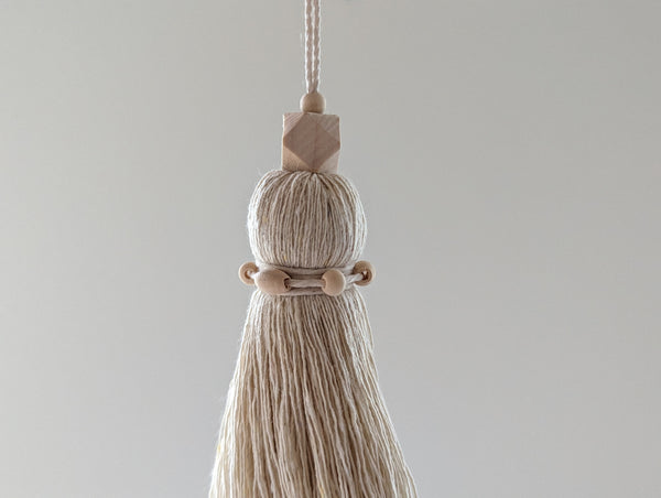 Natural Cotton Tassel with Wooden Beads #110