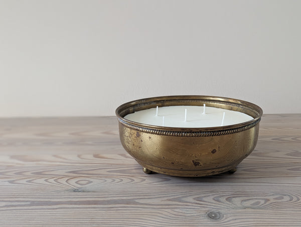Vintage Brass Candle with Rope Edge