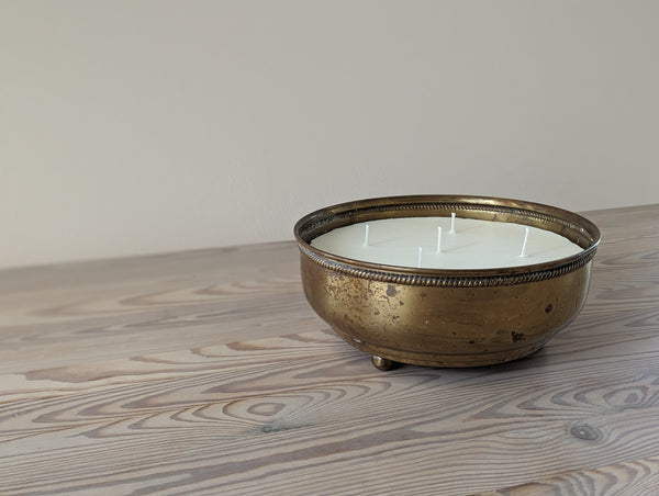 Vintage Brass Candle with Rope Edge