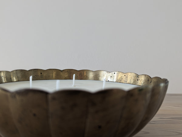 Vintage Brass Scalloped Candle - Large