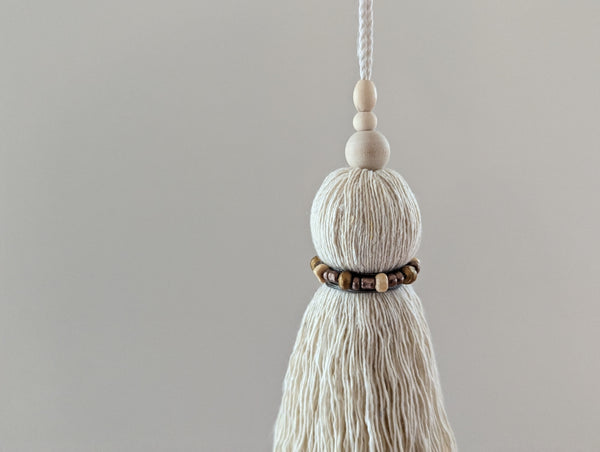 Natural Cotton Tassel with Metallic Beads #112