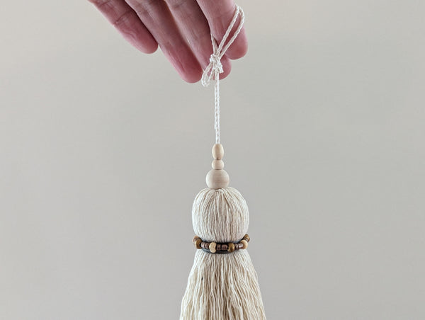 Natural Cotton Tassel with Metallic Beads #112