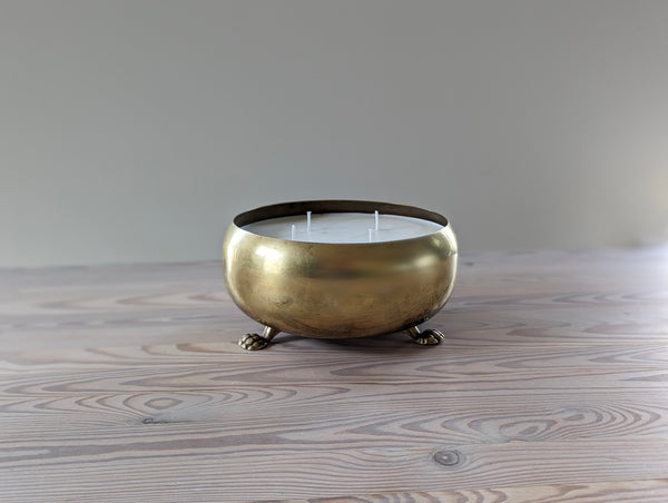 Vintage Brass Claw Foot Candle