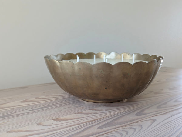 Vintage Brass Scalloped Candle - Extra Large