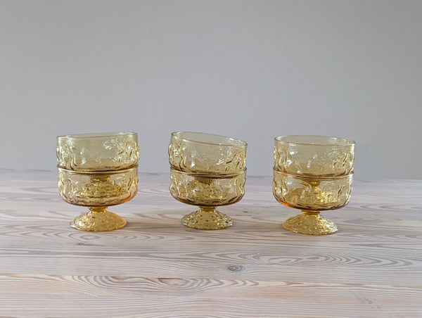 Vintage Yellow Glass Ice Cream Bowls - Set of 6