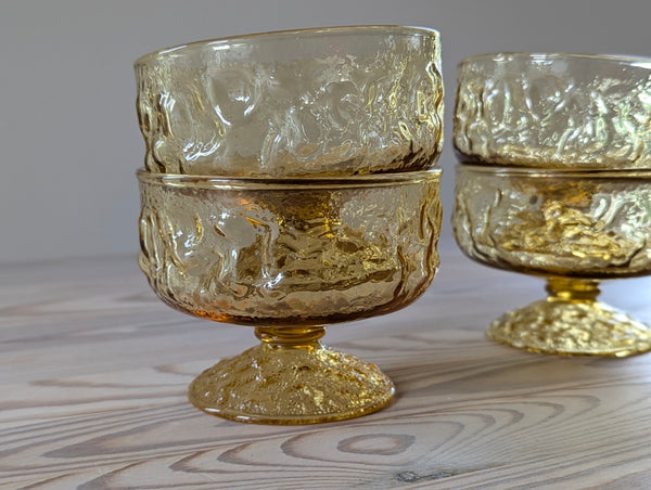 Vintage Yellow Glass Ice Cream Bowls - Set of 6