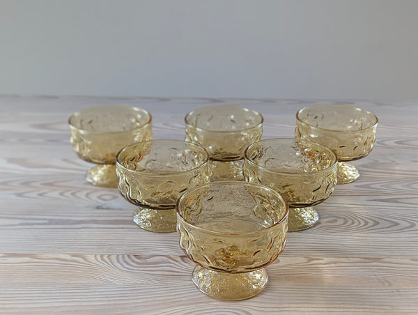 Vintage Yellow Glass Ice Cream Bowls - Set of 6