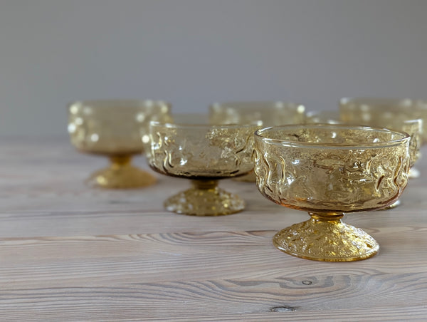 Vintage Yellow Glass Ice Cream Bowls - Set of 6