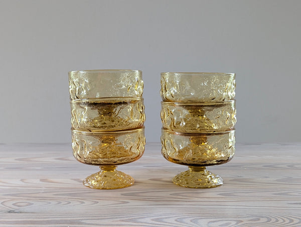 Vintage Yellow Glass Ice Cream Bowls - Set of 6