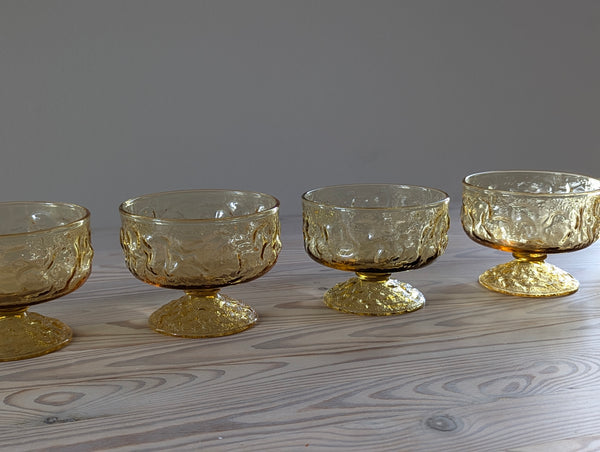 Vintage Yellow Glass Ice Cream Bowls - Set of 6