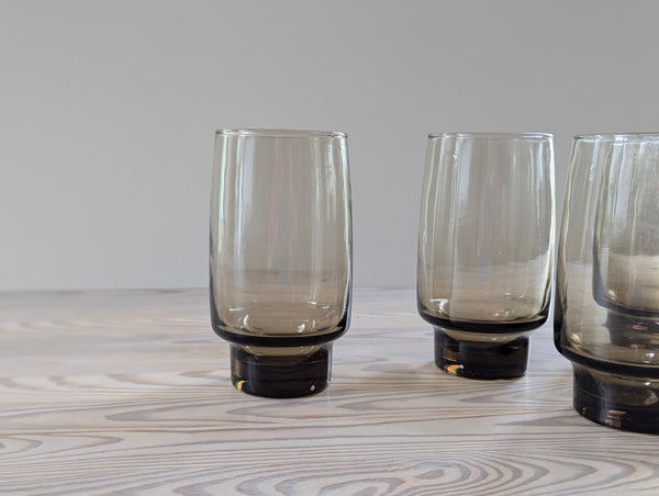 Vintage Smokey Brown 'Tawny' Drinking Glasses Large - Set of 4