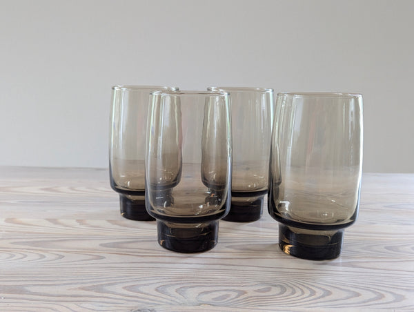 Vintage Smokey Brown 'Tawny' Drinking Glasses Large - Set of 4