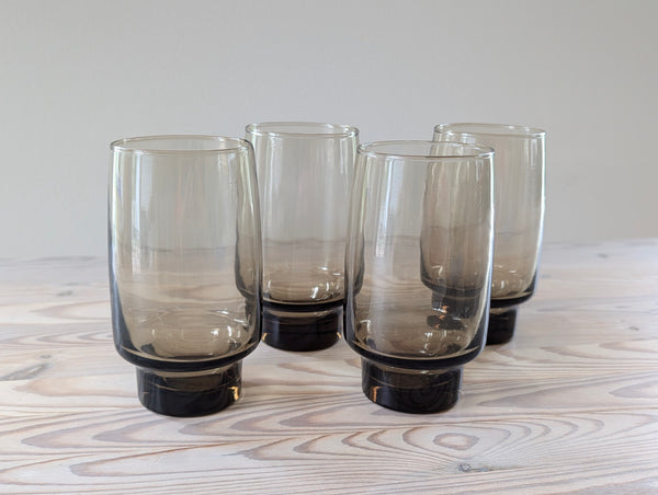 Vintage Smokey Brown 'Tawny' Drinking Glasses Large - Set of 4