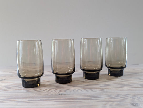 Vintage Smokey Brown 'Tawny' Drinking Glasses Large - Set of 4