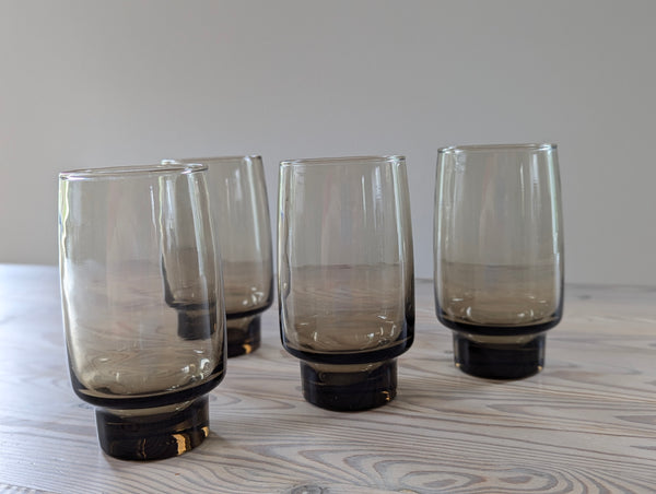 Vintage Smokey Brown 'Tawny' Drinking Glasses Large - Set of 4