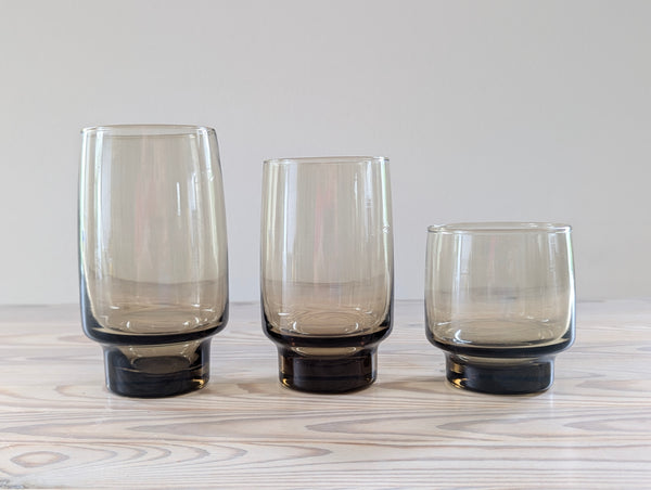 Vintage Smokey Brown 'Tawny' Drinking Glasses Medium - Set of 4