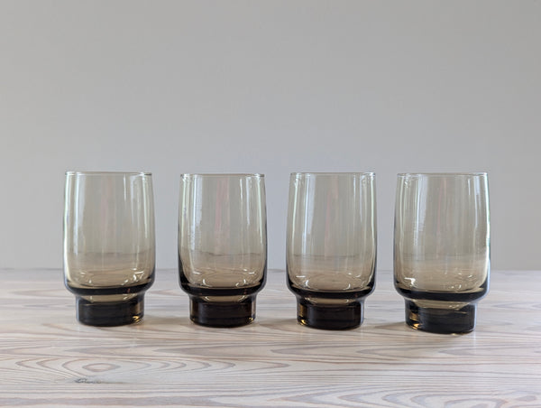 Vintage Smokey Brown 'Tawny' Drinking Glasses Medium - Set of 4