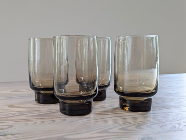 Vintage Smokey Brown 'Tawny' Drinking Glasses Medium - Set of 4