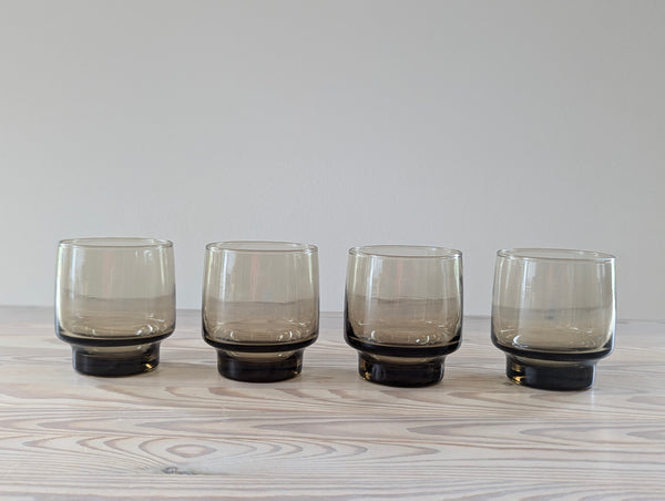 Vintage Smokey Brown 'Tawny' Drinking Glasses Small - Set of 4