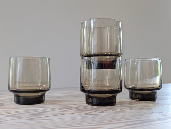 Vintage Smokey Brown 'Tawny' Drinking Glasses Small - Set of 4