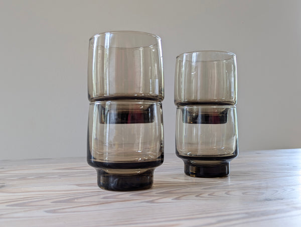 Vintage Smokey Brown 'Tawny' Drinking Glasses Small - Set of 4