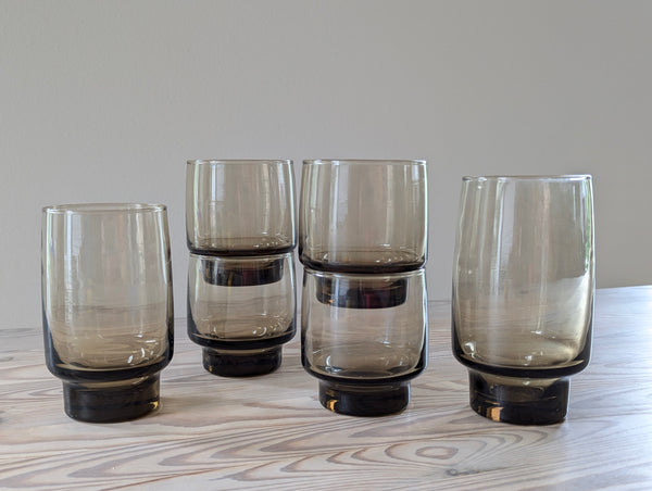 Vintage Smokey Brown 'Tawny' Drinking Glasses Small - Set of 4