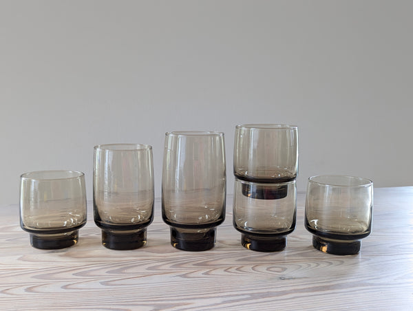 Vintage Smokey Brown 'Tawny' Drinking Glasses Small - Set of 4