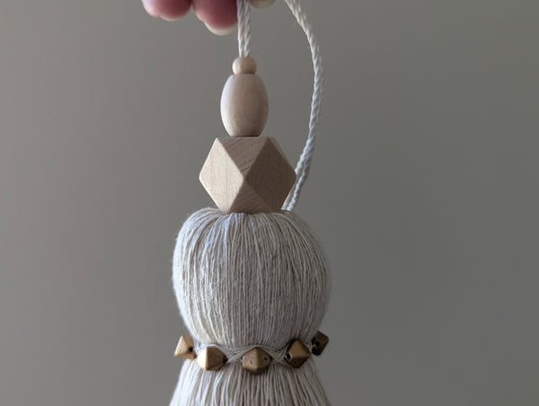 Natural Cotton Tassel with Golden Beads #131