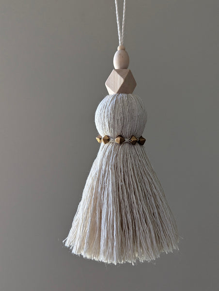 Natural Cotton Tassel with Golden Beads #131