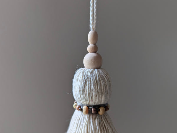 Natural Cotton Tassels with Beads #112