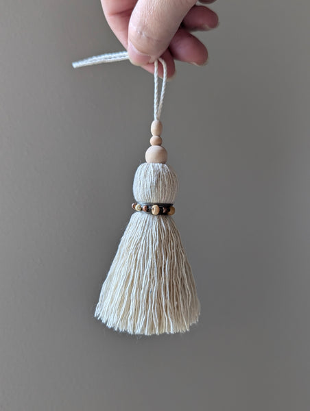 Natural Cotton Tassels with Beads #112