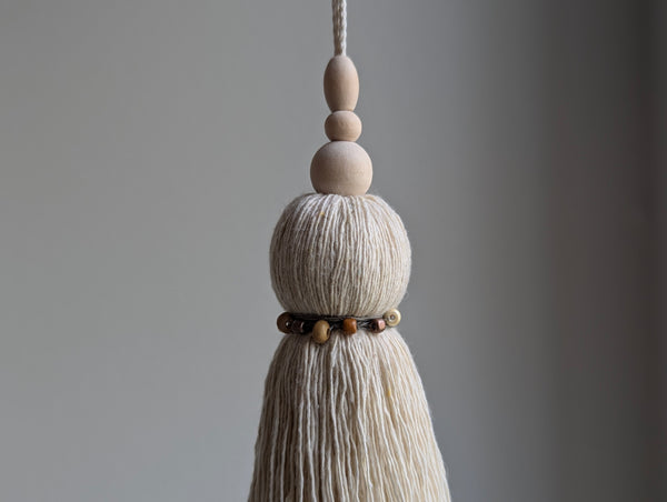 Natural Cotton Tassels with Beads #112