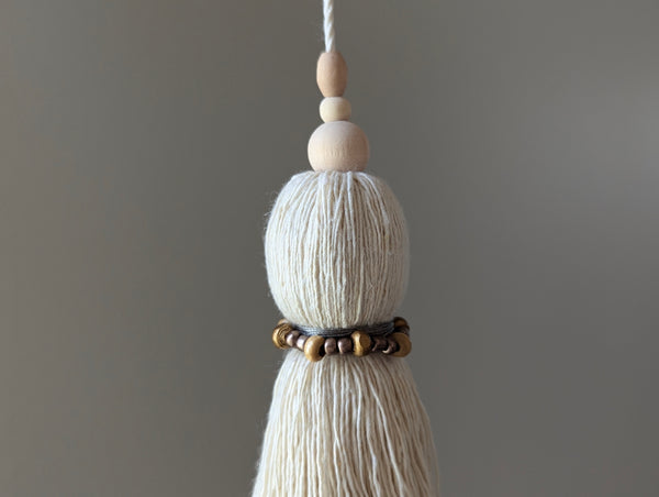 Natural Cotton Tassels with Beads #112