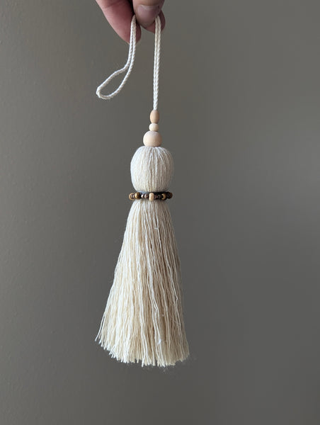 Natural Cotton Tassels with Beads #112