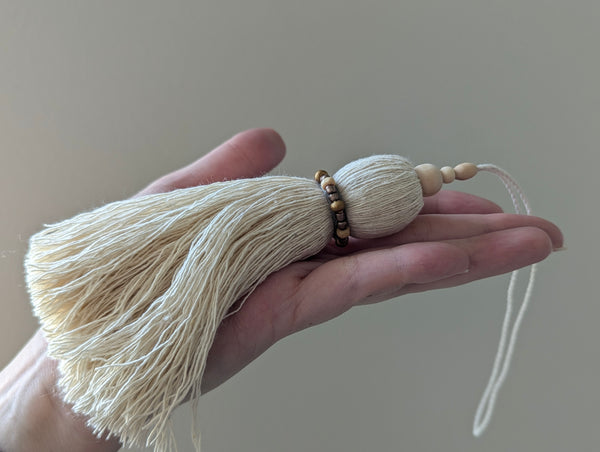 Natural Cotton Tassels with Beads #112