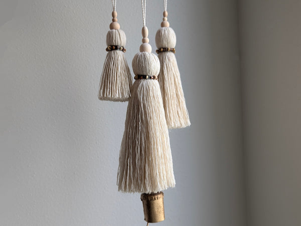 Natural Cotton Tassels with Beads #112