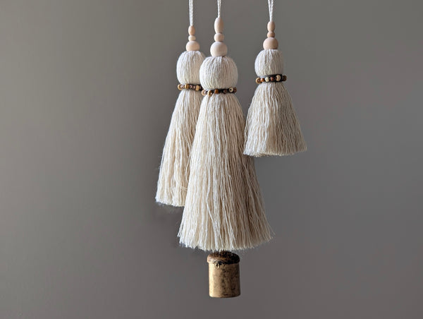 Natural Cotton Tassels with Beads #112