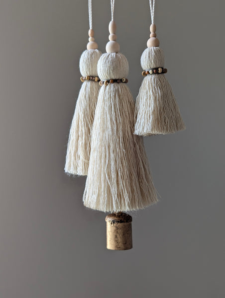 Natural Cotton Tassels with Beads #112