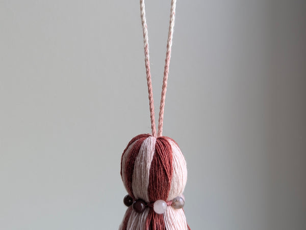 Natural Cotton Striped Tassels with Jasper Beads